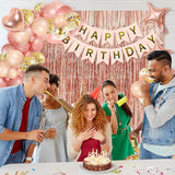 Women's Rose Gold Party Decorations Happy Birthday Banner Tassel