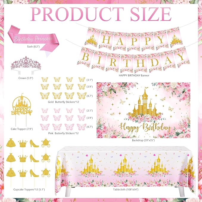Princess Birthday Party Decorations Pastel Floral Castle Party