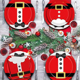 96 Pcs Santa Christmas Paper Plates Santa Claus Suit Disposable