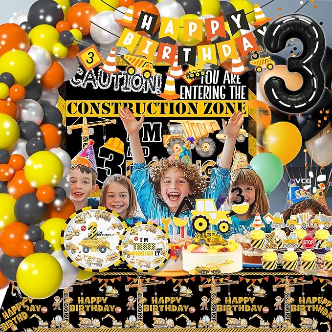 Construction 3rd Birthday Party Decorations Construction Truck 3rd