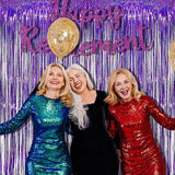 BRAVESHINE Purple Tinsel Foil Fringe Curtains - 2Pcs 3.2x8.2ft Party