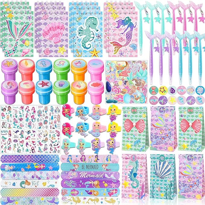 Bluegogo 132 Pcs Mermaid Party Favors Mermaid Birthday Party