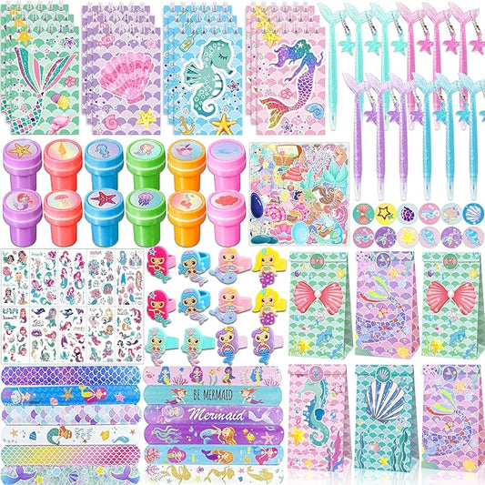 Bluegogo 132 Pcs Mermaid Party Favors Mermaid Birthday Party