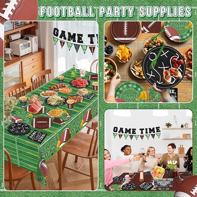 Football Party Supplies Decor Kit for 24 Guests 3 Tablecloths