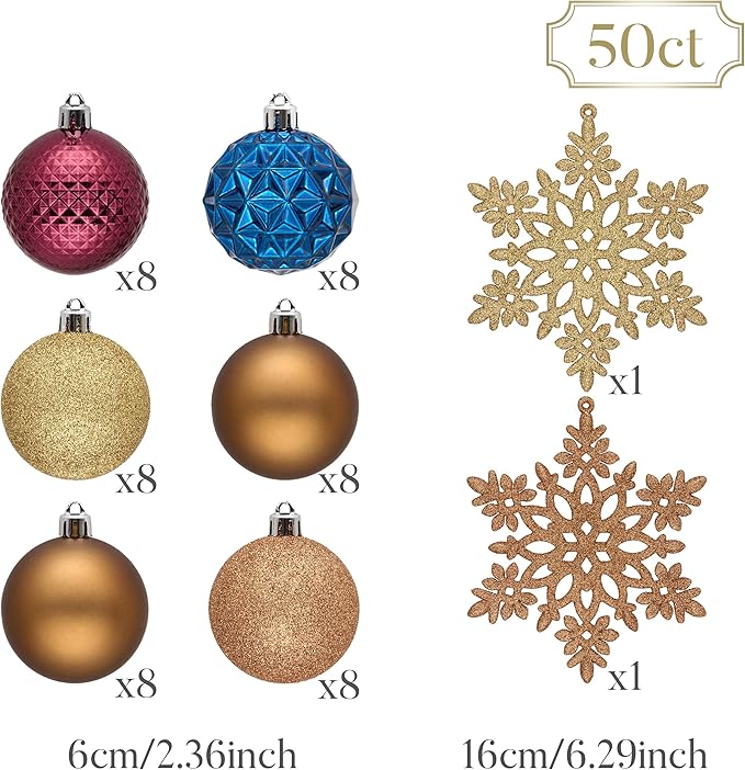 Valery Madelyn Christmas Tree Decorations Ornament Set, 50ct 2.36 #7