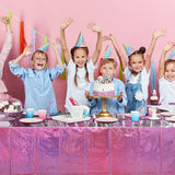 8 Pack Iridescence Plastic Tablecloths Shiny Disposable Laser