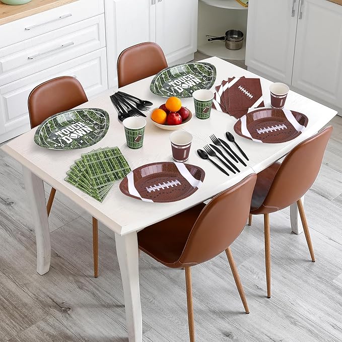 350 Pieces Football Party Decorations Tableware Set Football