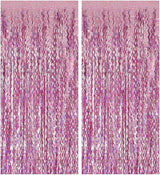 Pink Streamers Fringe Backdrop Tinsel Foil Fringe Curtains Wavy