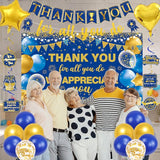 Vlipoeasn We Appreciate You Banner Decorations, Blue Gold Thank You