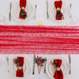 Snowkingdom Red Christmas Table Runner 10 FT, Glitter Metallic Foil