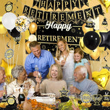 Retirement Party Decorations for Men Women 109Pcs Black Gold Happy
