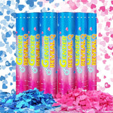 Gender Reveal Confetti Cannons 6 Pack 3 Blue & 3 Pink Baby Gender