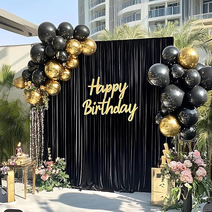 Black and Gold Balloons, 55 Pcs 12 Inch Metallic Gold Balloons Black