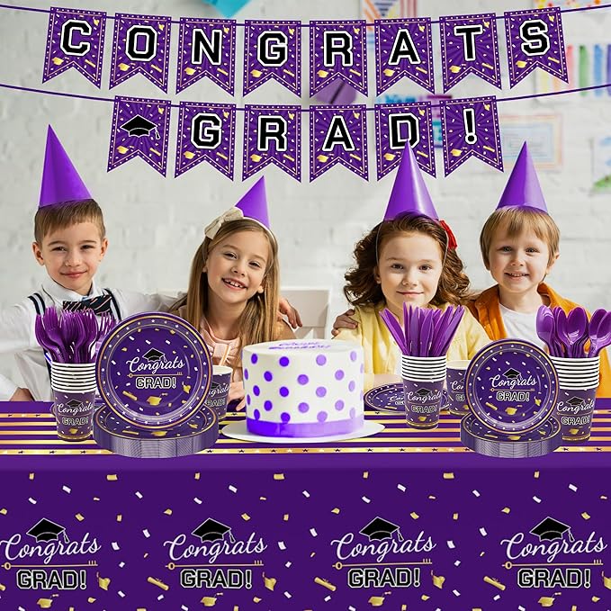 Graduation Decorations Class of 2026 147 PCS Purple and Gold