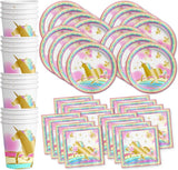 Gold Rainbow Unicorn Pegasus Birthday Party Supplies Set Plates