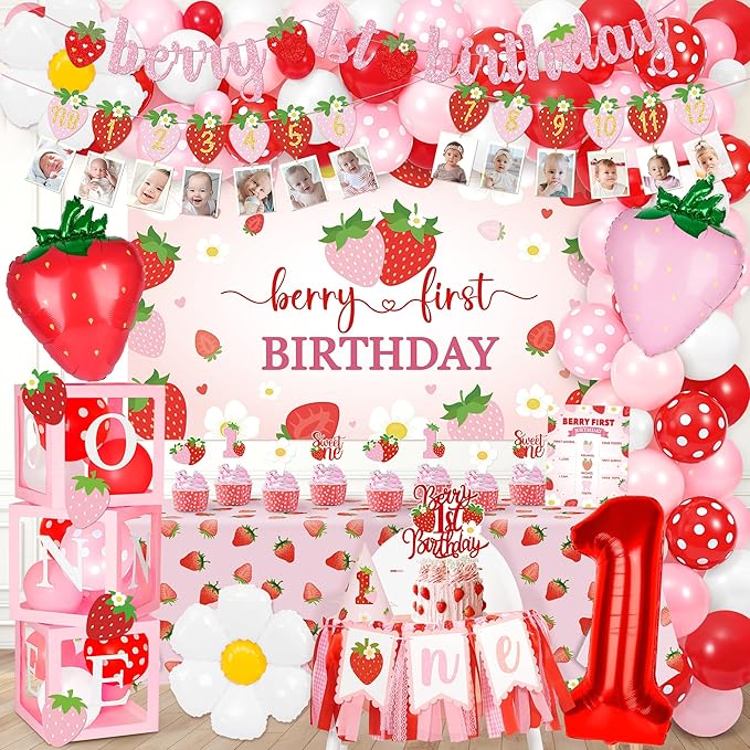 Berry First Birthday Decor Strawberry 1st Birthday Decorations for