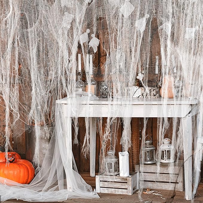 196 x 39 Inch Halloween Creepy Cloth Large White Scary Spooky Cheese