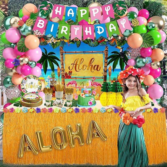 Luau Birthday Party Decorations 321Pcs Hawaiian Tropical Aloha Party