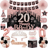 20th Birthday Decorations for Girls 32PCS 20th Birthday Party