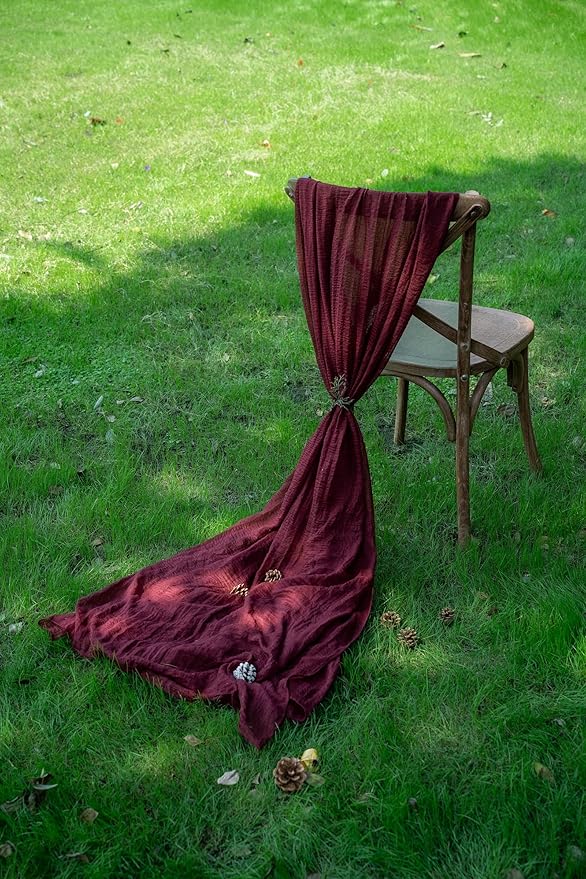 Keketoarrange 3pcs Burgundy Table Runner Red Table Runner Cheesecloth