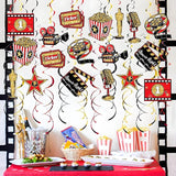 48CT Movie Night Hanging Swirls Decorations Red Gold and Black