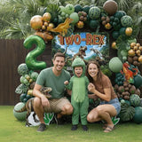 TWO Rex Dinosaur Birthday Decorations include Hunter Green Brown