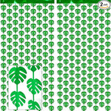 2 Packs Jungle Leaf Foil Fringe Curtain, Green Glitter Tropical Palm