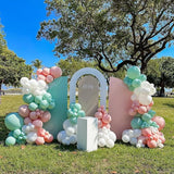 Pink and Green Balloons, 60Pcs 12 Inch Sage Green Pink Sand White