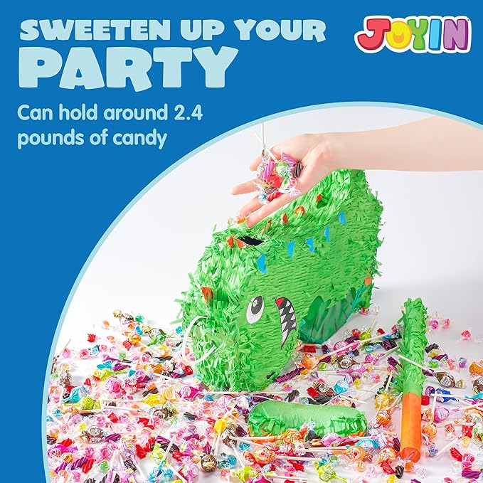 Dinosaur Pinata with Plastic Bat and Paper Blindfold 15.5H X 10.5W X