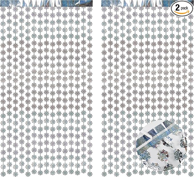 BRAVESHINE Silver Party Snowflake Backdrop - 2 Pack Hanging Foil