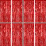 8 Pack Red Backdrop, 3.28 FT x 7.05 FT Streamer Party Decorations,