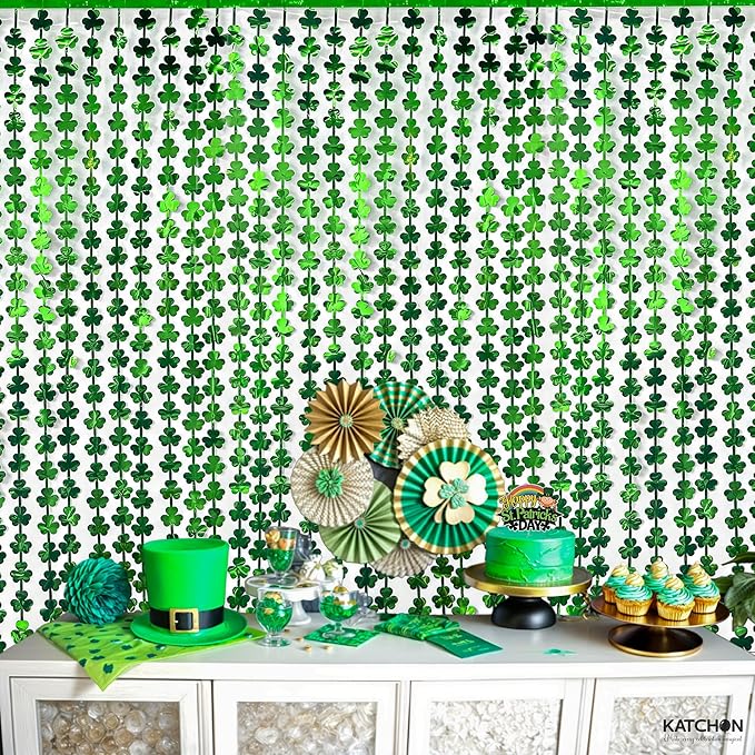 St Patrick's Day Tinsel Curtains 6.5X3.28 Pack of 3 St Patricks Day
