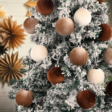 Brown Velvet Christmas Tree Ornaments - 15pcs Shatterproof Christmas