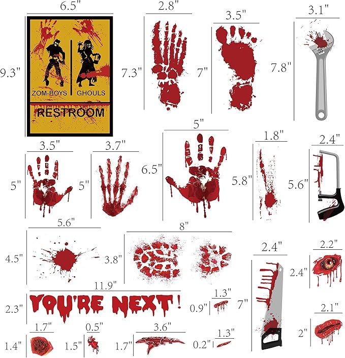 173PCS Halloween Bloody Footprints Floor Clings Plus Tattoos