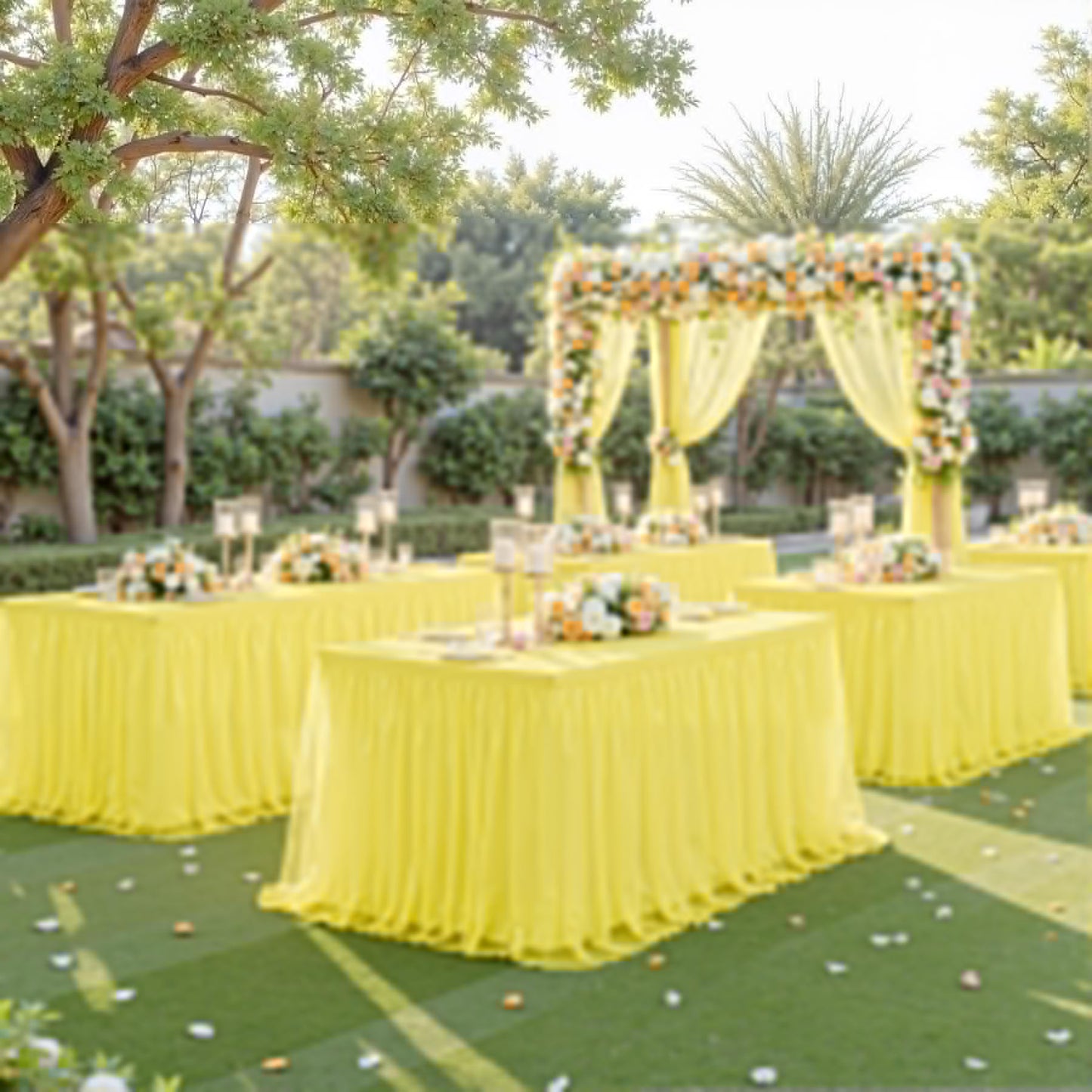 Yellow Tulle Tablecloth for 6 Foot Rectangular Tables 6ft Yellow