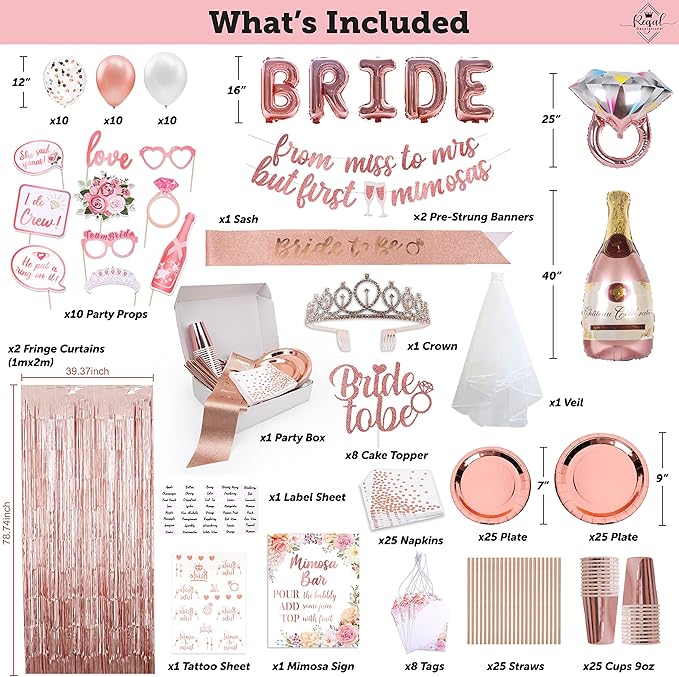 Bachelorette Party Decorations Kit Rose Gold Bridal Shower Bride