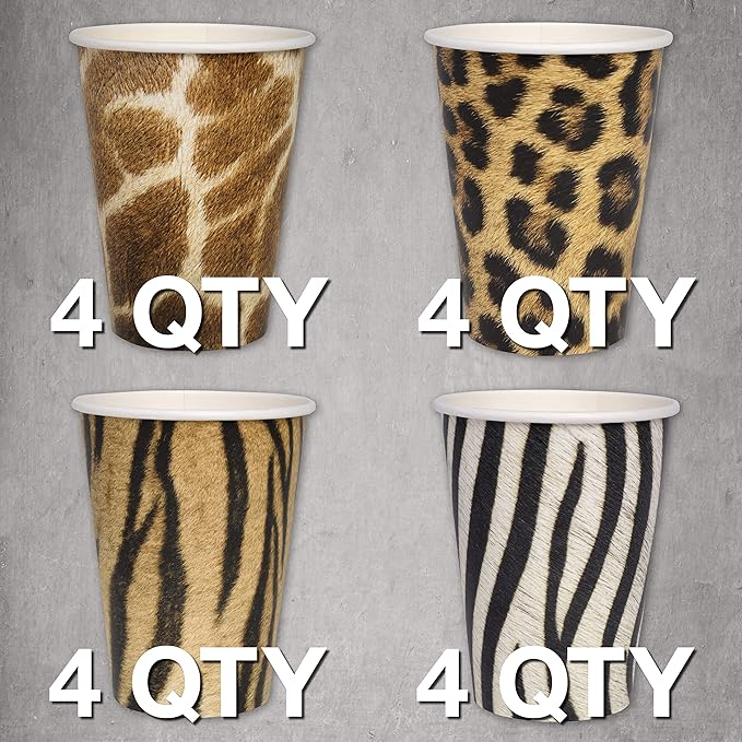 Jungle Safari Party Cups 16 Cups ! Large 12 oz Paper Cups Authentic