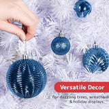 PREXTEX 36 Piece Blue Christmas Ornaments Set with Hanging Loops -