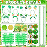 220 Pack St Patricks Day Accessories Shamrock Glasses Necklaces