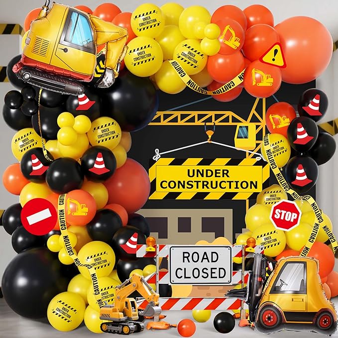 102pcs Construction Birthday Party Decorations Balloon Garland Arch