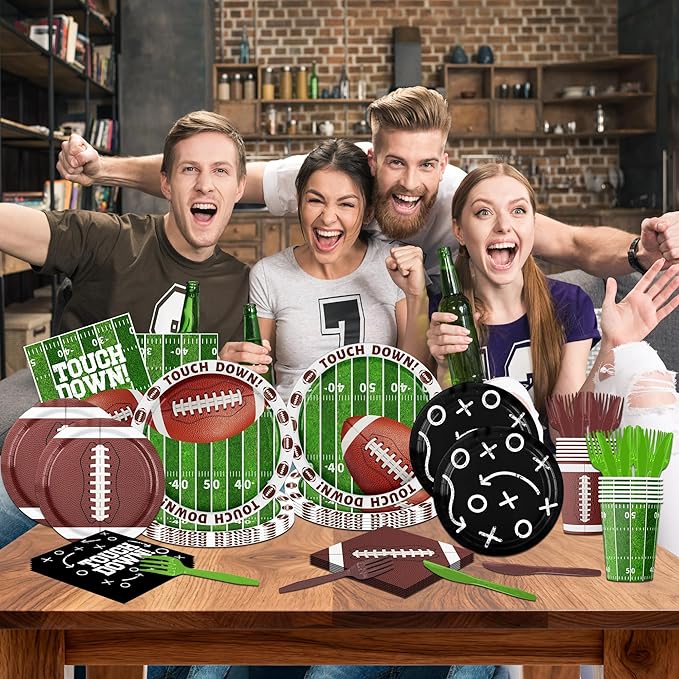 Football Party Decorations Tableware 168pcs Football Plates and