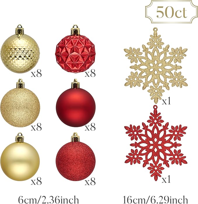 Valery Madelyn Christmas Tree Decorations Ornament Set, 50ct 2.36 #22