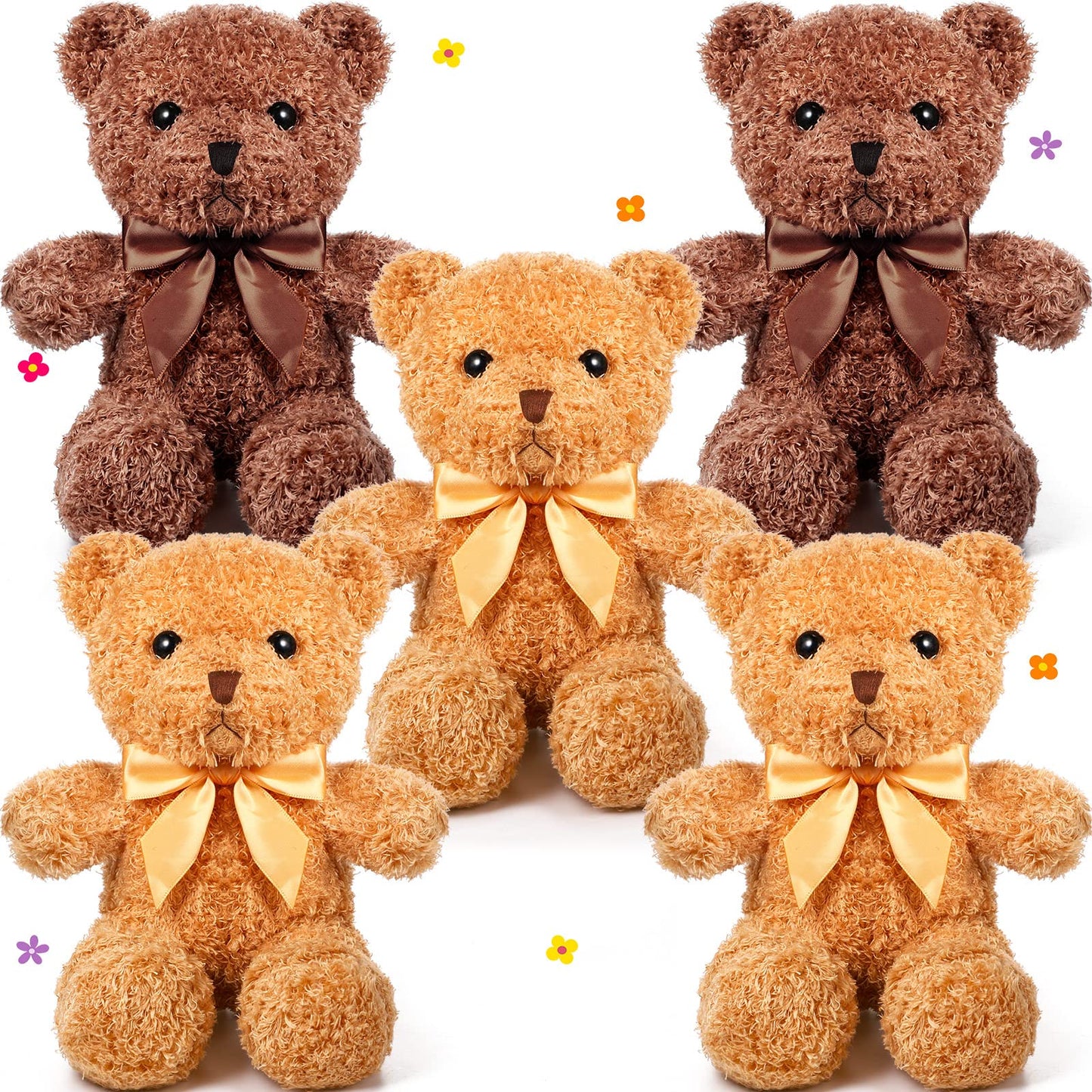 HyDren 5 Pcs Bears Stuffed Animal Soft Plush Toys Valentine 12 Inches