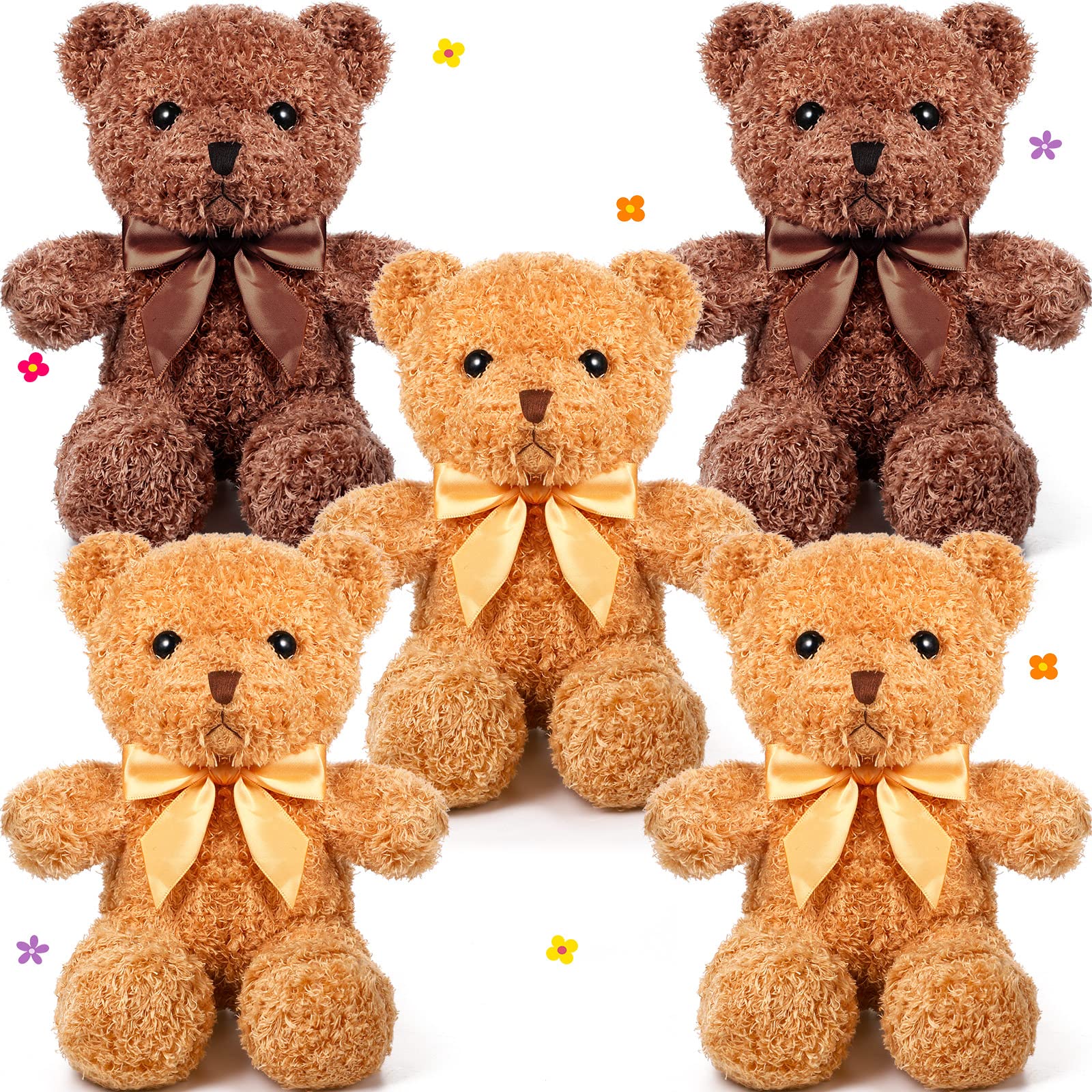 HyDren 5 Pcs Bears Stuffed Animal Soft Plush Toys Valentine 12 Inches