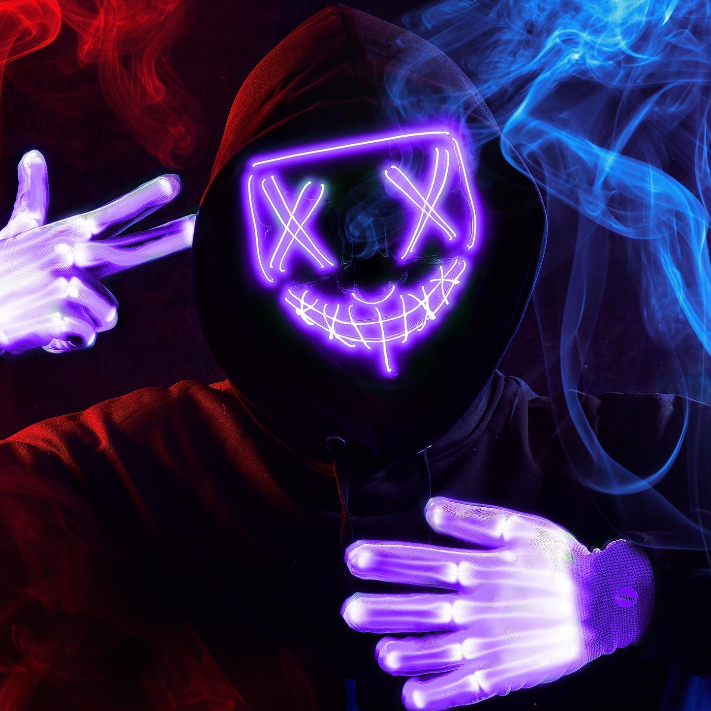 JOYIN Halloween Led Mask, Light Up Mask and Gloves for Cosplay Costume