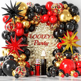 LOOLEY 137Pcs Red Black Gold Balloons Garland Arch Kit with Stars - 5