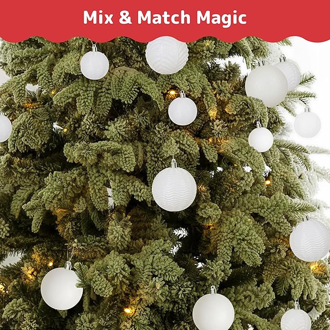 Prextex 36 Piece White Christmas Ornaments and Balls - White Ornament