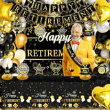 Retirement Party Decorations for Men Women 109Pcs Black Gold Happy