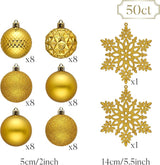 Valery Madelyn Christmas Tree Decorations Ornament Set, 50ct 2 Inches