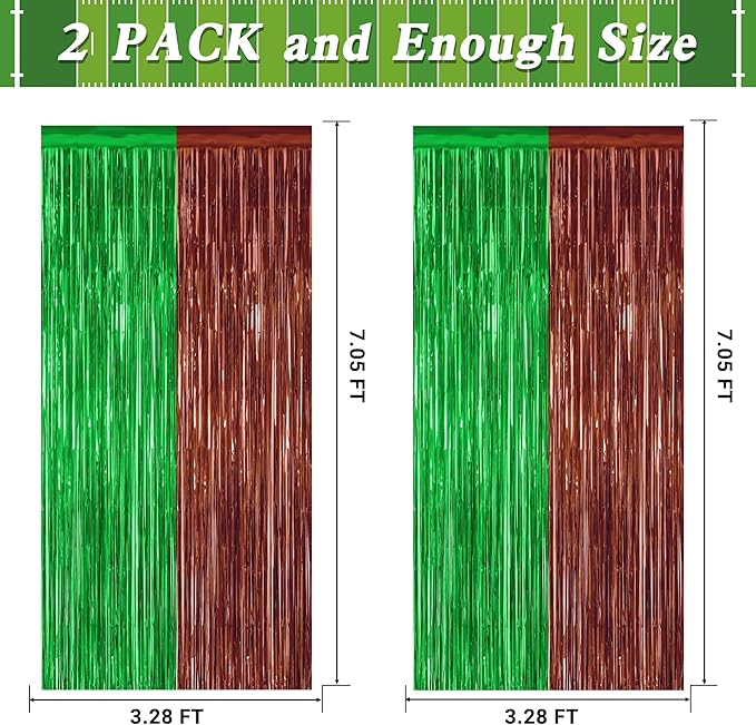 2 Pack Football Party Decorations, 3.28 FT x 7.05 FT Tinsel Backdrop,